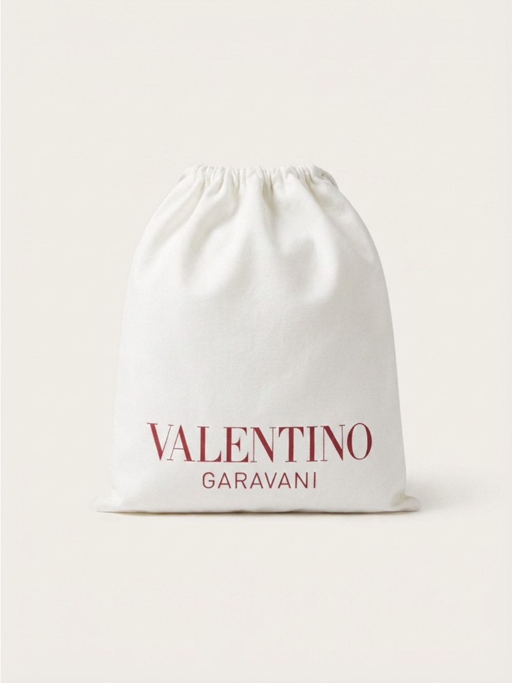 Valentino Garavani Shoe Dust Bag – White Drawstring Bag – Red Logo